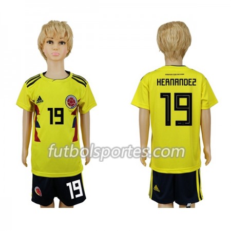 Camisetas Colombia Hernandez 19 Niño Primera Equipacion Mundial 2018
